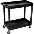 Luxor Luxor Plastic Utility Cart w/2 Shelves, 400 lb. Capacity, 35-1/4"L x 18"W x 36-1/4"H, Black EC11-B